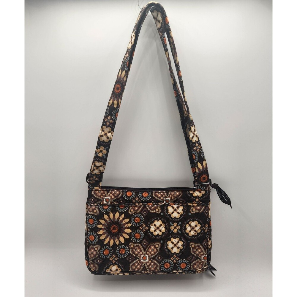 Vera Bradley Floral Canyon Pattern Crossbody Purse Bag Brown  6.5" x 9.5" x 1.5" - Picture 2 of 16